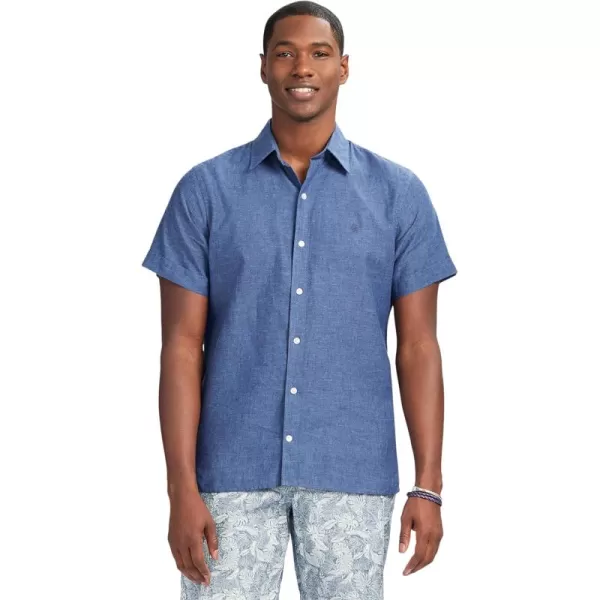 IZOD Men's Linen Button Down Short Sleeve Shirt