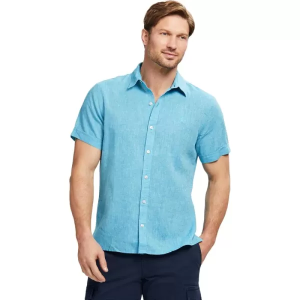 IZOD Men's Linen Button Down Short Sleeve Shirt