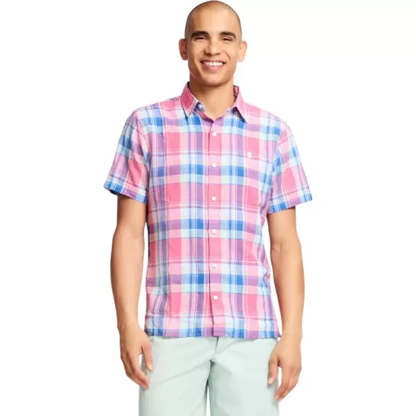 IZOD Men's Short Sleeve Madras Button Down Shirt