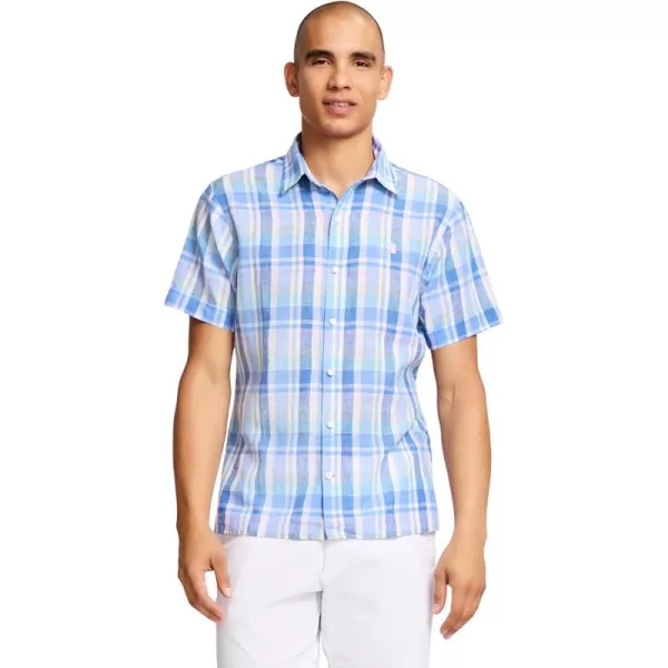 IZOD Men's Short Sleeve Madras Button Down Shirt