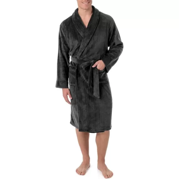 IZOD mens Comfort-soft Fleece - Drop Needle Bathrobe