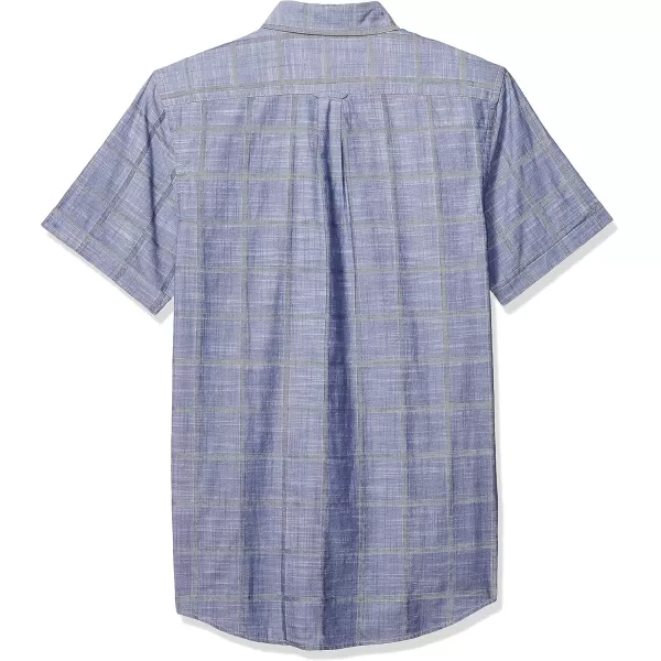 IZOD Men's Saltwater Short Sleeve Windowpane Button Down Shirt