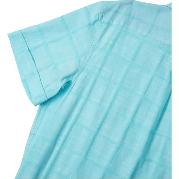 IZOD Men's Saltwater Short Sleeve Windowpane Button Down Shirt