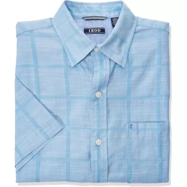 IZOD Men's Saltwater Short Sleeve Windowpane Button Down Shirt