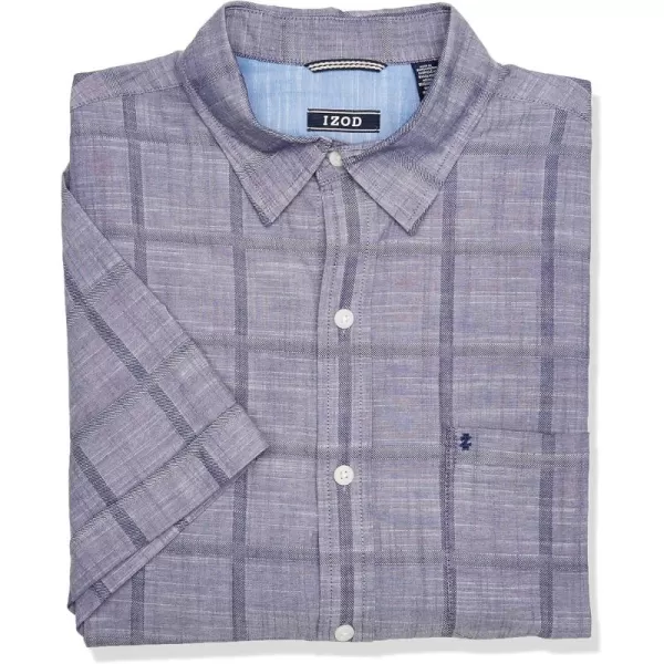 IZOD Men's Saltwater Short Sleeve Windowpane Button Down Shirt