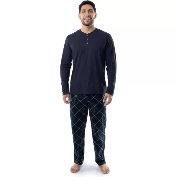 IZOD Men's Long Sleeve Jersey Top and Fleece Pants Sleep Pajama Set