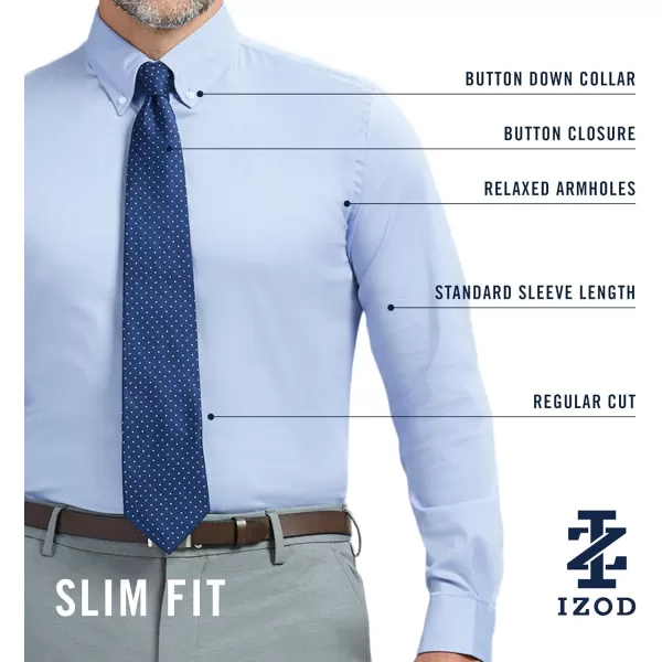 IZOD Men's Slim Fit Moisture Wicking Wrinkle Resistant Stretch Button Down Collar Dress Shirt
