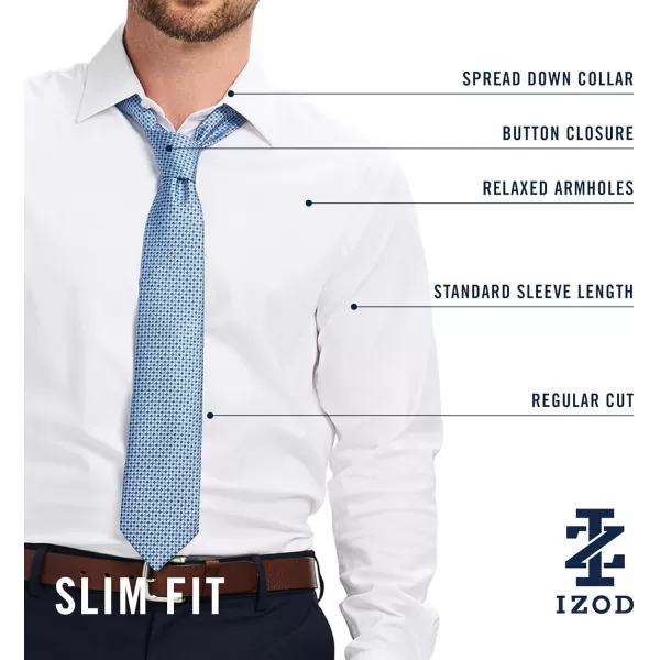 IZOD Men's Slim Fit Moisture Wicking Wrinkle Resistant Stretch Button Down Collar Dress Shirt