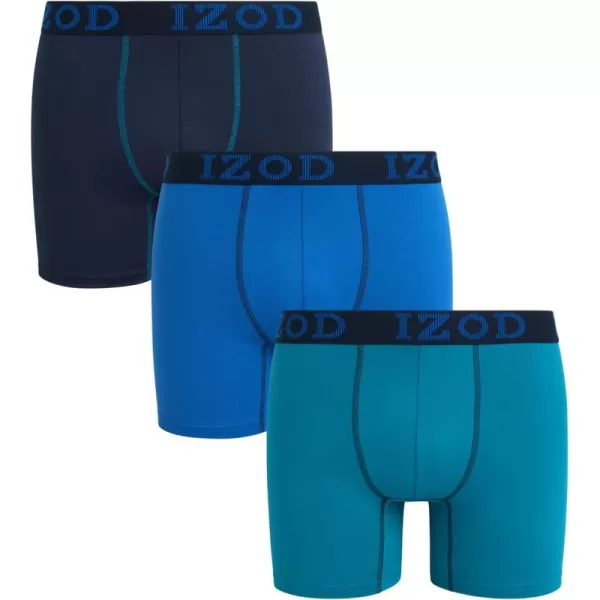 IZOD Men's Boxer Briefs - 3 Pack Soft Stretch Performance Boxers for Men with Comfort Pouch - Casual Boxers for Men 