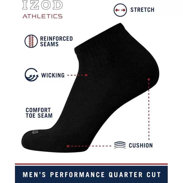 imageIZOD Mens Athletic Socks  Performance Cushion Quarter Socks 10 or 12 PackAll White