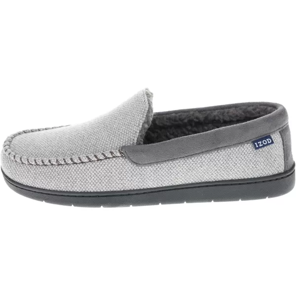 imageIZOD Mens Slipper Knit Venetian Moccasin with Sherpa Fleece Lining GreyBlack Size 8 to 14Grey