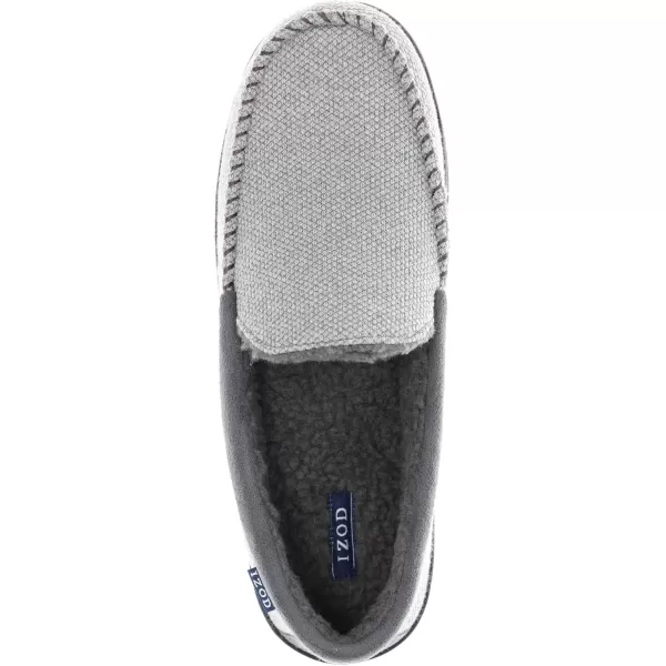 imageIZOD Mens Slipper Knit Venetian Moccasin with Sherpa Fleece Lining GreyBlack Size 8 to 14Grey