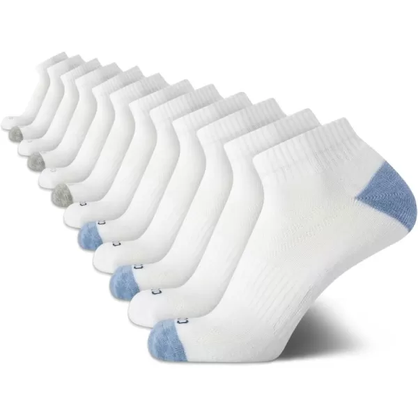 imageIZOD Mens Athletic Socks  Performance Cushion Quarter Socks 10 or 12 PackAll White