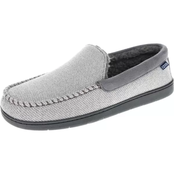 imageIZOD Mens Slipper Knit Venetian Moccasin with Sherpa Fleece Lining GreyBlack Size 8 to 14Grey