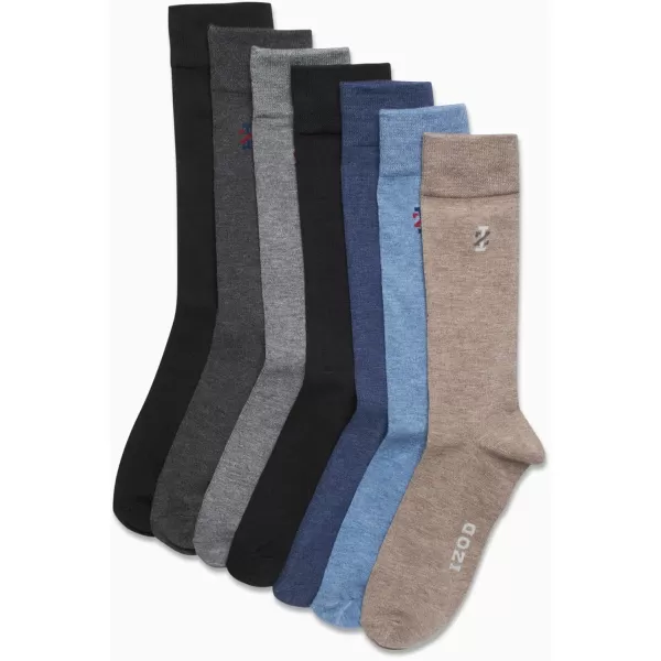 imageIZOD Mens Dress Socks  7 Pack Lightweight Stretch Stay Up Cuff MidCalf Crew Socks  Dress Socks for Men 6125Assorted