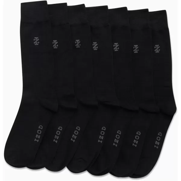 imageIZOD Mens Dress Socks  7 Pack Lightweight Stretch Stay Up Cuff MidCalf Crew Socks  Dress Socks for Men 6125Black