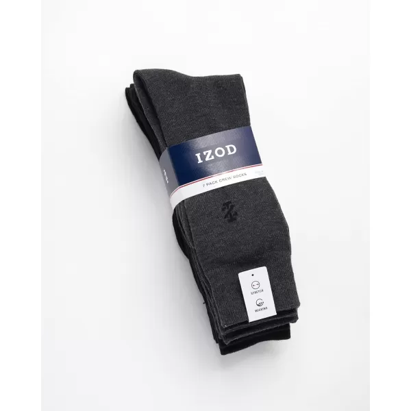 imageIZOD Mens Dress Socks  7 Pack Lightweight Stretch Stay Up Cuff MidCalf Crew Socks  Dress Socks for Men 6125Black Grey