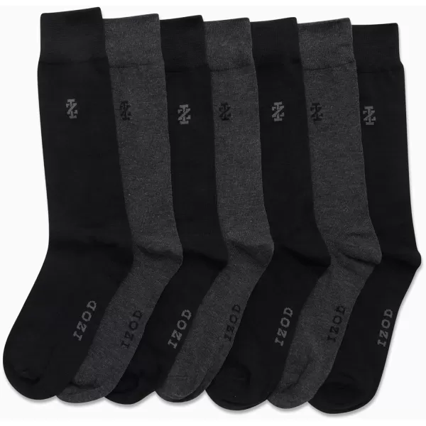 imageIZOD Mens Dress Socks  7 Pack Lightweight Stretch Stay Up Cuff MidCalf Crew Socks  Dress Socks for Men 6125Black Grey