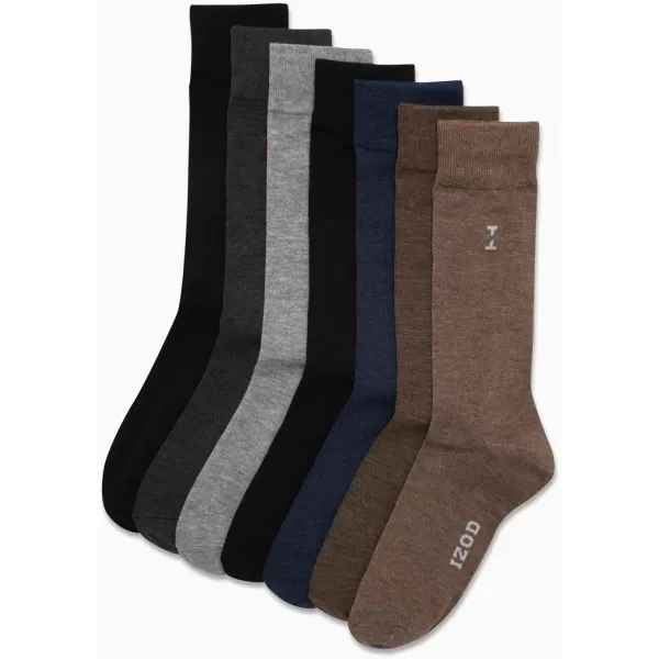 imageIZOD Mens Dress Socks  7 Pack Lightweight Stretch Stay Up Cuff MidCalf Crew Socks  Dress Socks for Men 6125Blue Assorted