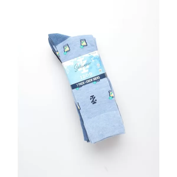 imageIZOD Mens Dress Socks  7 Pack Lightweight Stretch Stay Up Cuff MidCalf Crew Socks  Dress Socks for Men 6125Blue Heather