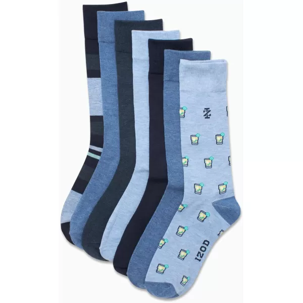 imageIZOD Mens Dress Socks  7 Pack Lightweight Stretch Stay Up Cuff MidCalf Crew Socks  Dress Socks for Men 6125Blue Heather
