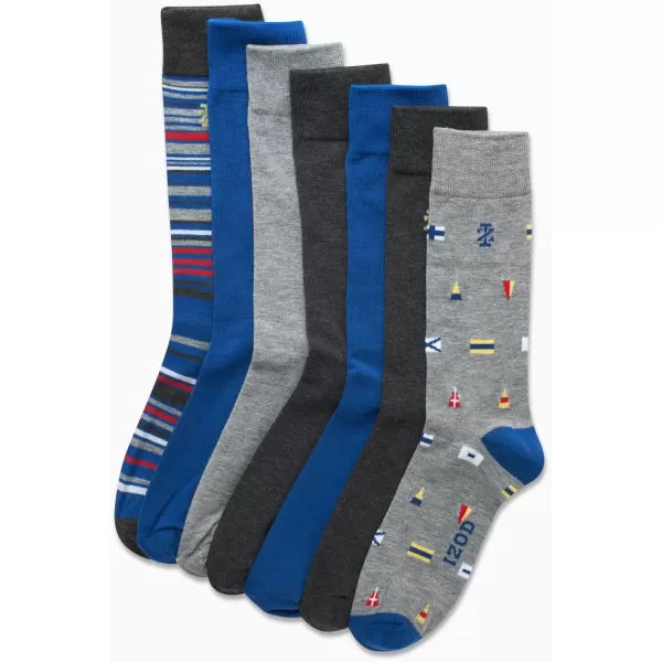 imageIZOD Mens Dress Socks  7 Pack Lightweight Stretch Stay Up Cuff MidCalf Crew Socks  Dress Socks for Men 6125BlueGrey Multi