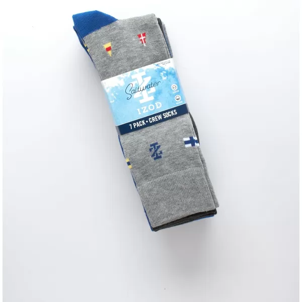 imageIZOD Mens Dress Socks  7 Pack Lightweight Stretch Stay Up Cuff MidCalf Crew Socks  Dress Socks for Men 6125BlueGrey Multi