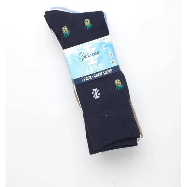 imageIZOD Mens Dress Socks  7 Pack Lightweight Stretch Stay Up Cuff MidCalf Crew Socks  Dress Socks for Men 6125BlueTanBrown