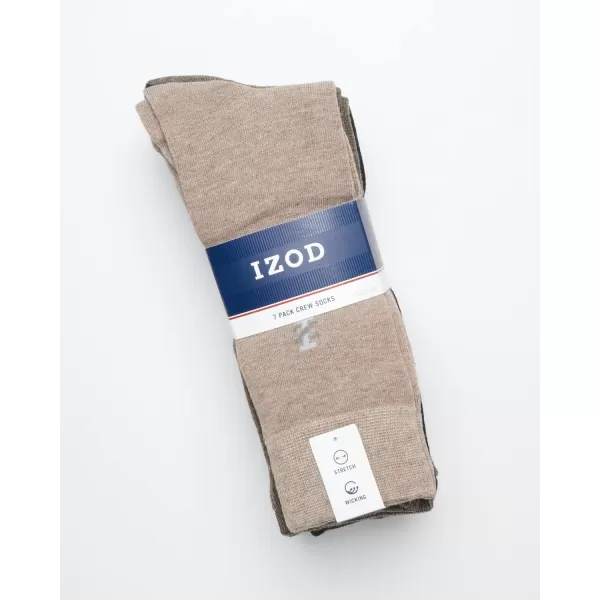 imageIZOD Mens Dress Socks  7 Pack Lightweight Stretch Stay Up Cuff MidCalf Crew Socks  Dress Socks for Men 6125BrownGreyBlack