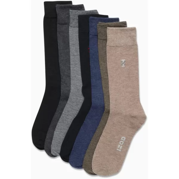 imageIZOD Mens Dress Socks  7 Pack Lightweight Stretch Stay Up Cuff MidCalf Crew Socks  Dress Socks for Men 6125BrownGreyBlack