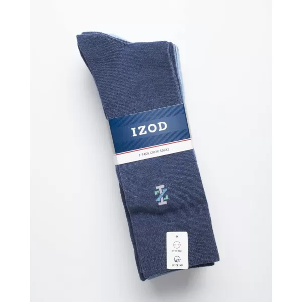 imageIZOD Mens Dress Socks  7 Pack Lightweight Stretch Stay Up Cuff MidCalf Crew Socks  Dress Socks for Men 6125DenimGrey