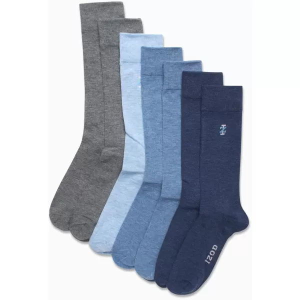 imageIZOD Mens Dress Socks  7 Pack Lightweight Stretch Stay Up Cuff MidCalf Crew Socks  Dress Socks for Men 6125DenimGrey