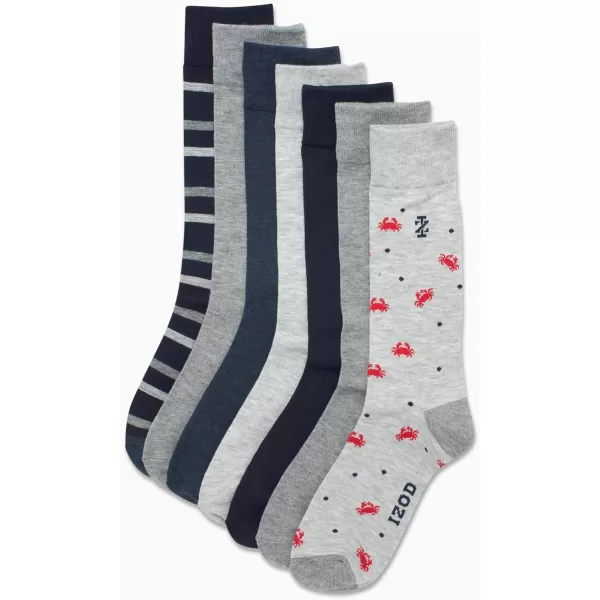imageIZOD Mens Dress Socks  7 Pack Lightweight Stretch Stay Up Cuff MidCalf Crew Socks  Dress Socks for Men 6125GreyBlue Heather