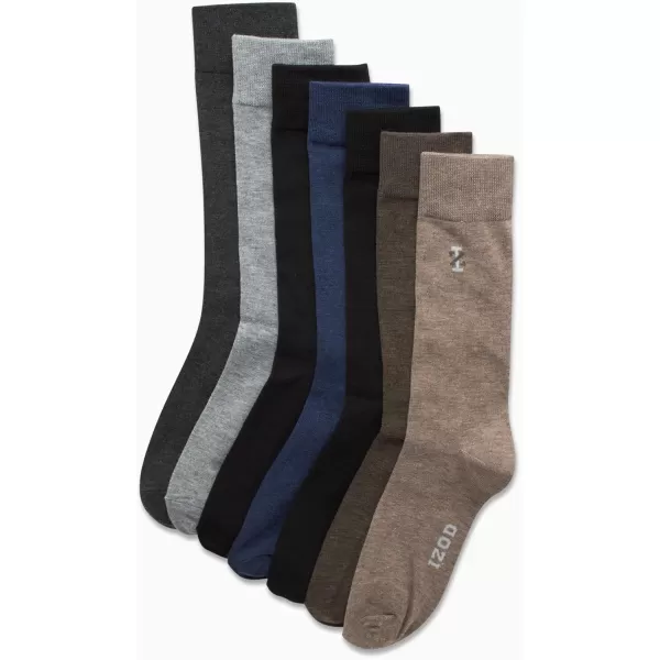 imageIZOD Mens Dress Socks  7 Pack Lightweight Stretch Stay Up Cuff MidCalf Crew Socks  Dress Socks for Men 6125Heather Assorted