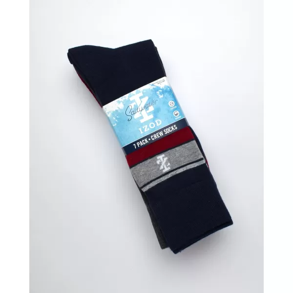 imageIZOD Mens Dress Socks  7 Pack Lightweight Stretch Stay Up Cuff MidCalf Crew Socks  Dress Socks for Men 6125Navy Assorted