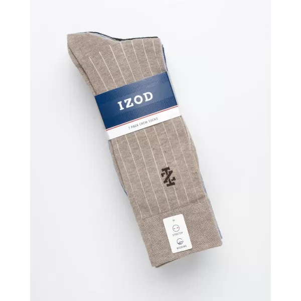 imageIZOD Mens Dress Socks  7 Pack Lightweight Stretch Stay Up Cuff MidCalf Crew Socks  Dress Socks for Men 6125TanNavyGrey