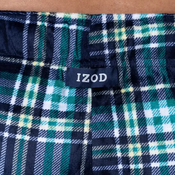 imageIZOD Mens Lite Touch Fleece Sleep Pajama PantNavyGreen Plaid