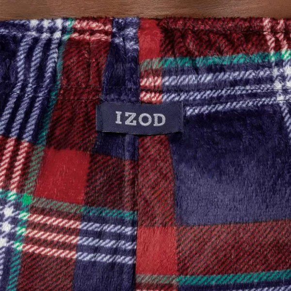imageIZOD Mens Lite Touch Fleece Sleep Pajama PantNavyRed Plaid