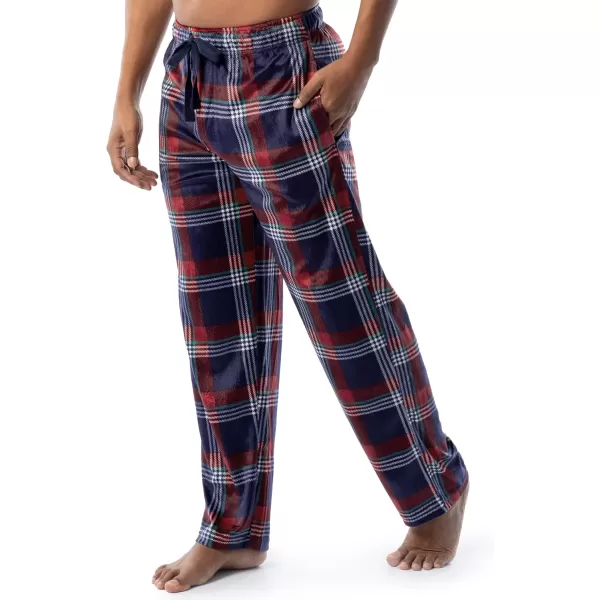 imageIZOD Mens Lite Touch Fleece Sleep Pajama PantNavyRed Plaid