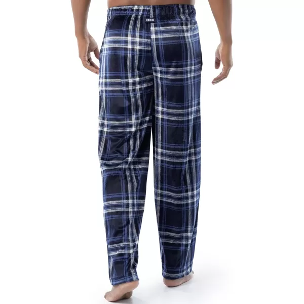 imageIZOD Mens Lite Touch Fleece Sleep Pajama PantNavyWhite Plaid