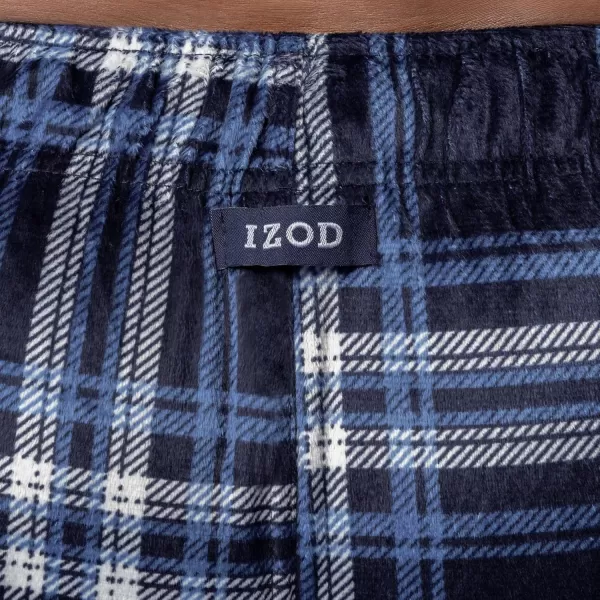 imageIZOD Mens Lite Touch Fleece Sleep Pajama PantNavyWhite Plaid