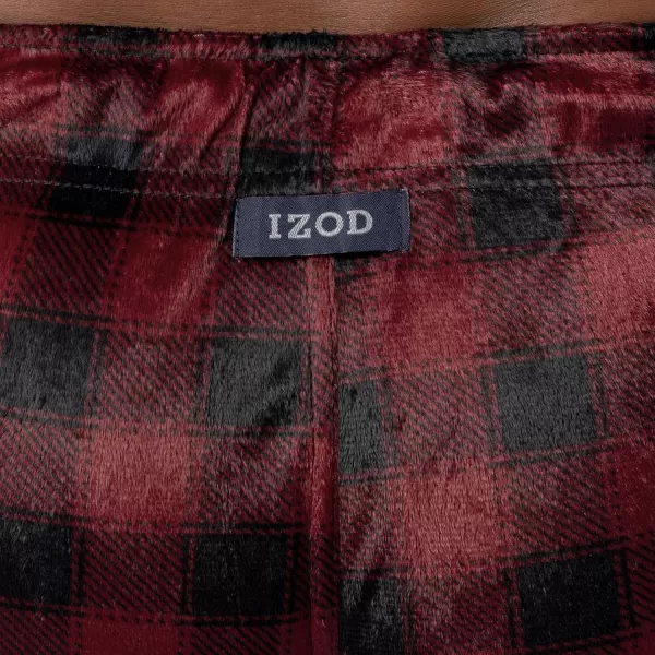 imageIZOD Mens Lite Touch Fleece Sleep Pajama PantRed Check