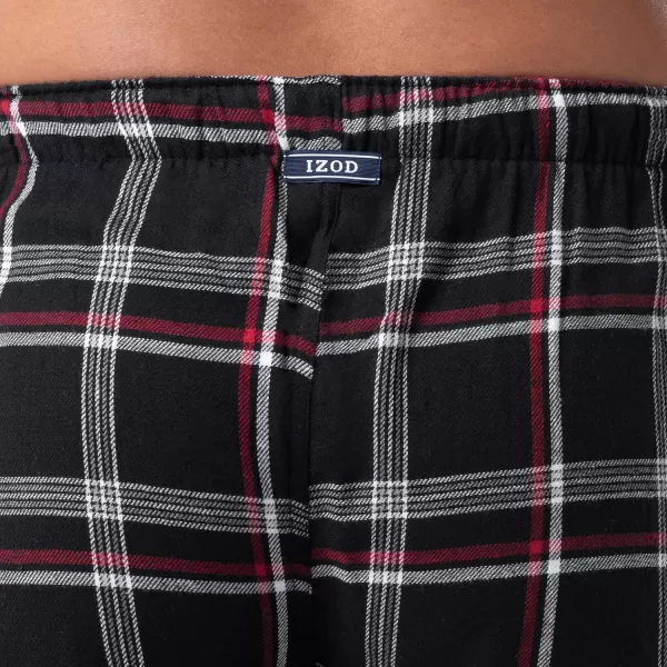 imageIZOD Mens Woven Flannel Sleep PantBlackRedIvory