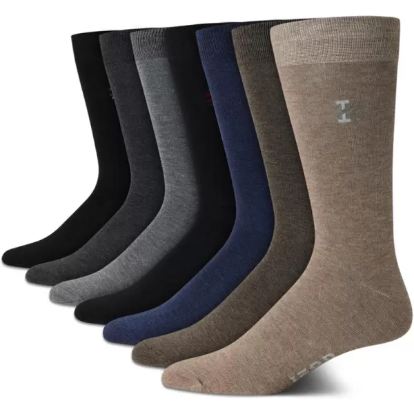 imageIZOD Mens Dress Socks  7 Pack Lightweight Stretch Stay Up Cuff MidCalf Crew Socks  Dress Socks for Men 6125BrownGreyBlack