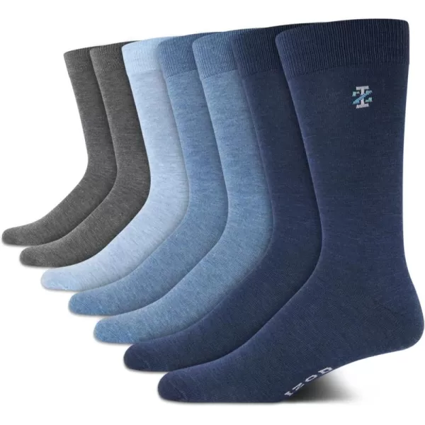 imageIZOD Mens Dress Socks  7 Pack Lightweight Stretch Stay Up Cuff MidCalf Crew Socks  Dress Socks for Men 6125DenimGrey