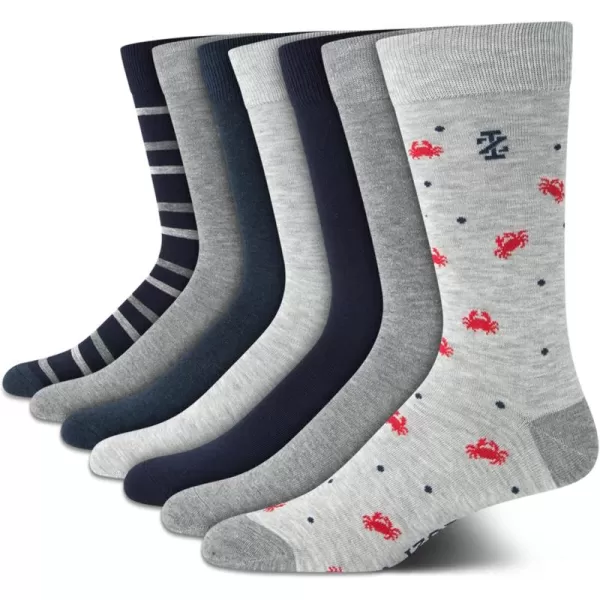 imageIZOD Mens Dress Socks  7 Pack Lightweight Stretch Stay Up Cuff MidCalf Crew Socks  Dress Socks for Men 6125GreyBlue Heather