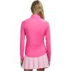 imageIZOD Womens 14 Zip Pullover Performance Stretch Long Sleeve Golf RunningHot Pink