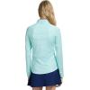 imageIZOD Womens 14 Zip Pullover Performance Stretch Long Sleeve Golf RunningIce Green Stripe