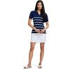 imageIZOD Womens Short Sleeve Sweater Performance Stretch Golf Collared PoloMedieval Blue Stripe