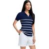 imageIZOD Womens Short Sleeve Sweater Performance Stretch Golf Collared PoloMedieval Blue Stripe